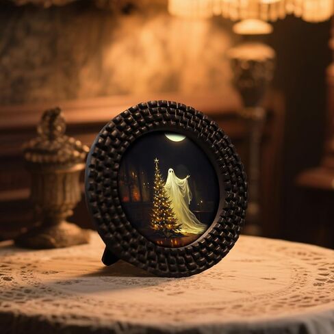 إطار صورة دائري مقاس 3 × 3، إطار صورة دائري أسود صغير للتعليق على الحائط أو عرض الطاولة، ديكور كلاسيكي بسيط للمنزل والمكتب in Kuwait