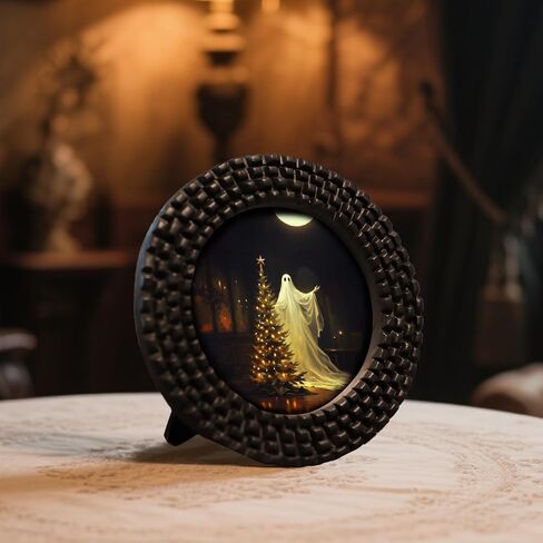 إطار صورة دائري مقاس 3 × 3، إطار صورة دائري أسود صغير للتعليق على الحائط أو عرض الطاولة، ديكور كلاسيكي بسيط للمنزل والمكتب in Kuwait