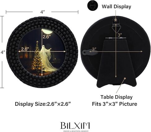 إطار صورة دائري مقاس 3 × 3، إطار صورة دائري أسود صغير للتعليق على الحائط أو عرض الطاولة، ديكور كلاسيكي بسيط للمنزل والمكتب in Kuwait