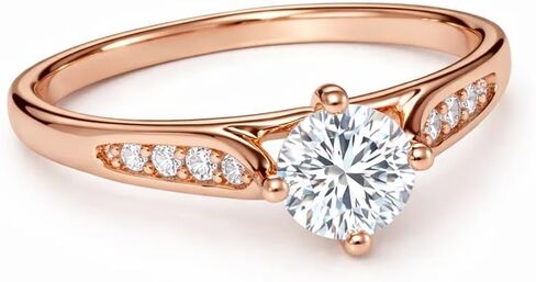 FAIRY COUPLE 6mm Round Cut CZ Promise Ring for Women, 18K Gold Plated Solitaire Engagement Style Ring, Classic Prong Set Romantic Jewelry in Saudi Arabia