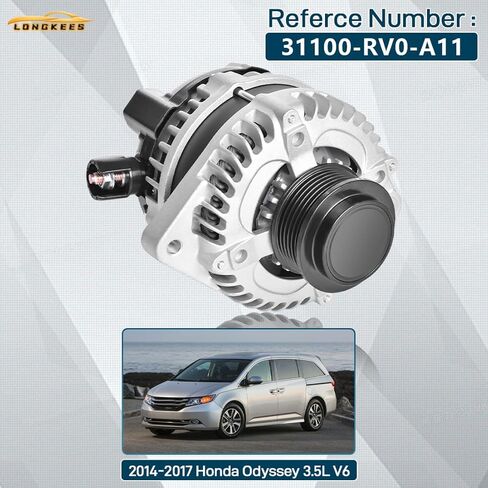 12V 130A Alternator, FIT 2014-2017 Honda Odyssey 3.5L V6, 6-Groove Clutch Pulley, Internal Regulator, Replaces OE# 31100-RV0-A11, 104211-8520, 11775 in Kuwait