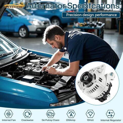 12V 130A Alternator, FIT 2014-2017 Honda Odyssey 3.5L V6, 6-Groove Clutch Pulley, Internal Regulator, Replaces OE# 31100-RV0-A11, 104211-8520, 11775 in Kuwait