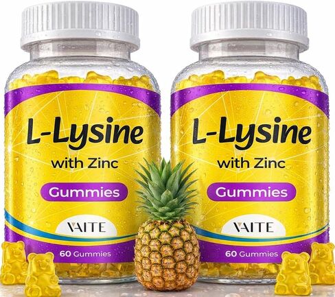 L-Lysine 1000mg with Zinc Gummies - Vitamins for Adults Tissue Health & Vegan Lysine Supplement Immune Support, Supports Skin, Lip, Gluten Free, Non-GMO, Amino Acid Supplements, 60 Gummy in Saudi Arabia
