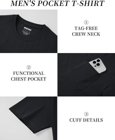 EKLENTSON Men's Lightweight Pocket T-Shirt UPF 80+ Sun Protection UV Tee Shirt Moisture Wicking Basic Tshirt in Saudi Arabia