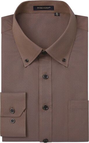 HISDERN 515 Mens Dress Shirts Long Sleeve Wrinkle Free Formal Shirt Stripe Business Casual Button Down Shirts in Saudi Arabia