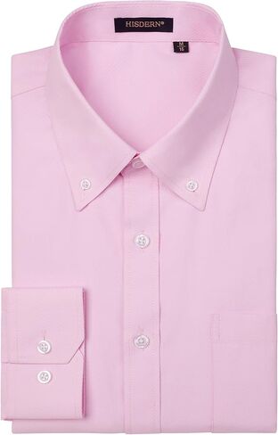 HISDERN 515 Mens Dress Shirts Long Sleeve Wrinkle Free Formal Shirt Stripe Business Casual Button Down Shirts in Saudi Arabia