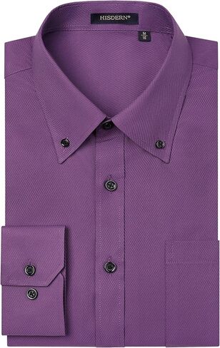 HISDERN 515 Mens Dress Shirts Long Sleeve Wrinkle Free Formal Shirt Stripe Business Casual Button Down Shirts in Saudi Arabia