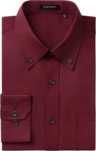 HISDERN 515 Mens Dress Shirts Long Sleeve Wrinkle Free Formal Shirt Stripe Business Casual Button Down Shirts in Saudi Arabia