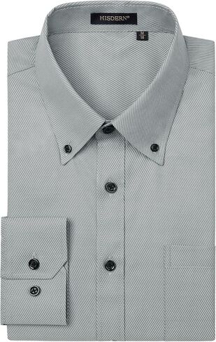 HISDERN 515 Mens Dress Shirts Long Sleeve Wrinkle Free Formal Shirt Stripe Business Casual Button Down Shirts in Saudi Arabia