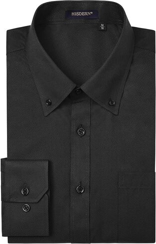 HISDERN 515 Mens Dress Shirts Long Sleeve Wrinkle Free Formal Shirt Stripe Business Casual Button Down Shirts in Saudi Arabia