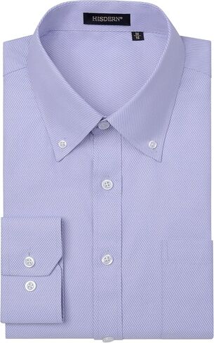 HISDERN 515 Mens Dress Shirts Long Sleeve Wrinkle Free Formal Shirt Stripe Business Casual Button Down Shirts in Saudi Arabia