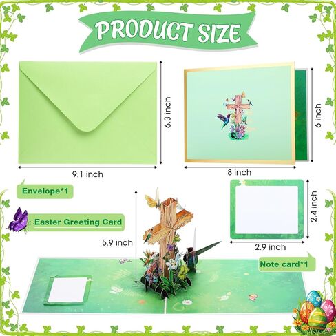 Teling Religious Card Pop up Cross Mother's Day Christian Sympathy Card with Envelope Hummingbirds, Flower, and Butterflies Greeting Design 8 ''x 6'' Baptism Confirmations Easter Holiday Keepsake in Saudi Arabia
