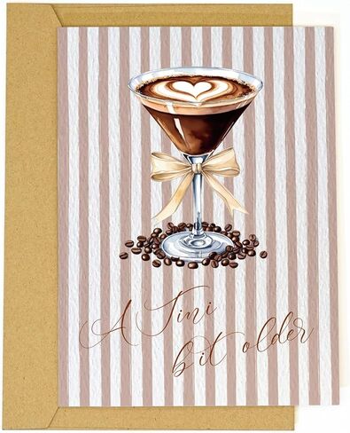 Espresso Martini Birthday Card-Funny Coffee & Cocktail Greeting Card for Women Best Friend Sister Daughter Wife-A Tini Bit Older Birthday Gift 21st 25th 30th (Brown-Tini) in Saudi Arabia
