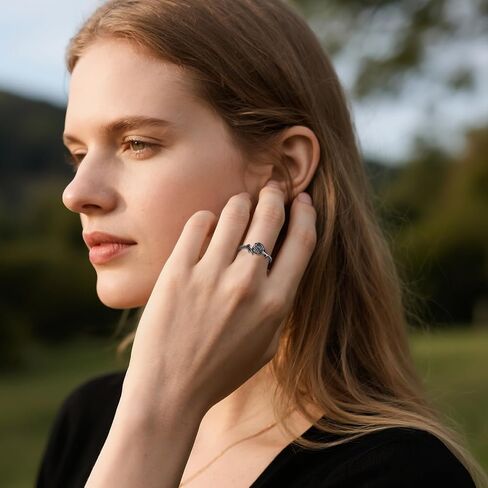 Black Rose Ring Sterling Silver Goth Black Rose Flower Ring for Women Gothic Jewelry for Women-Size 7 in Kuwait