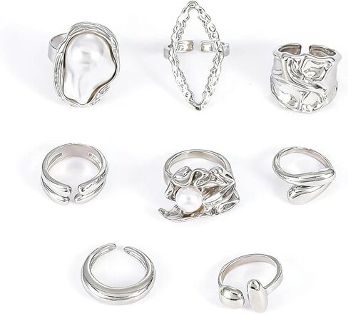 Chunky Knuckle Rings for Women Adjustable Stackable Ring Set, Statement Jewelry Chunky Ring Set for Everyday Wear in Saudi Arabia