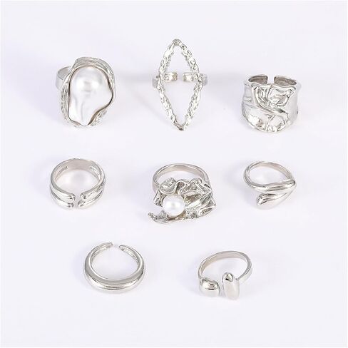 Chunky Knuckle Rings for Women Adjustable Stackable Ring Set, Statement Jewelry Chunky Ring Set for Everyday Wear in Saudi Arabia