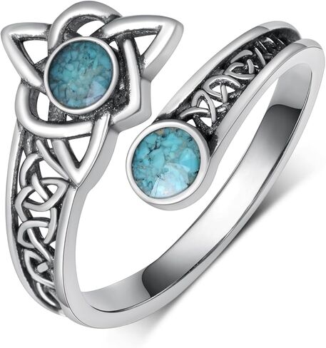 Celtic Knot Ring 925 Sterling Silver Celtic Spoon Rings Turquoise Jewelry Gifts for Women in Kuwait