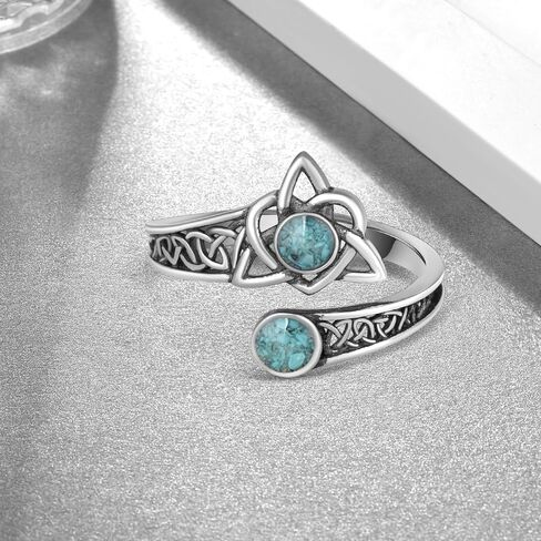 Celtic Knot Ring 925 Sterling Silver Celtic Spoon Rings Turquoise Jewelry Gifts for Women in Kuwait
