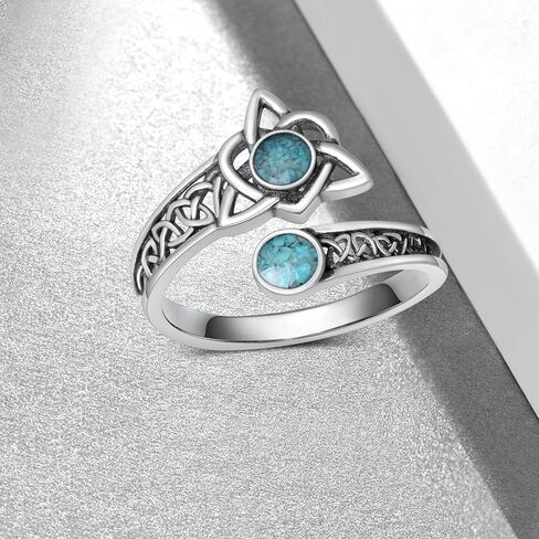 Celtic Knot Ring 925 Sterling Silver Celtic Spoon Rings Turquoise Jewelry Gifts for Women in Kuwait
