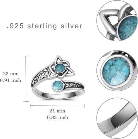 Celtic Knot Ring 925 Sterling Silver Celtic Spoon Rings Turquoise Jewelry Gifts for Women in Kuwait