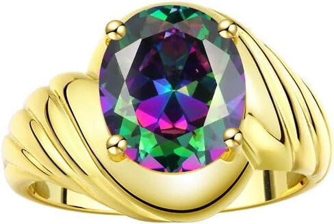Rylos 14K Yellow Gold Classic Designer Style Oval 12X10MM Solitaire Gemstone Ring - Exquisite Color Stone Jewelry for Women &, Available in Sizes 5-13 in Saudi Arabia