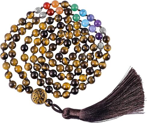 TUMBEELLUWA 7 Chakra Beads Stone Necklace for Woman for Man, Healing Crystal Stone Beaded Tree Charms Wrapped Bracelet in Saudi Arabia