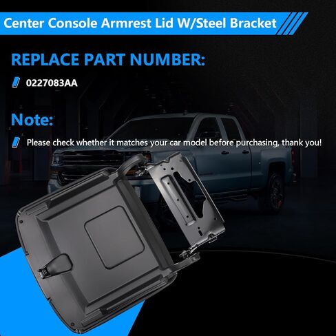 Center Console Armrest Lid W/Steel Bracket Compatible with 2015-2020 Chevy Tahoe,Suburban,GMC Yukon/Yukon XL for 2014-2018 Chevy Silverado/GMC Sierra 1500 2500 3500 Replace for 0227083AA in Kuwait