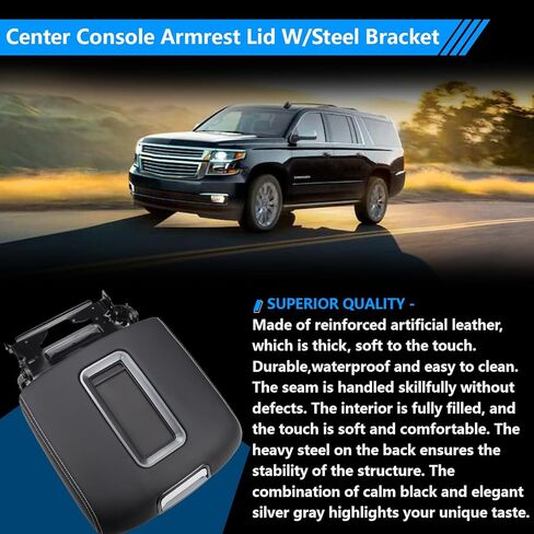 Center Console Armrest Lid W/Steel Bracket Compatible with 2015-2020 Chevy Tahoe,Suburban,GMC Yukon/Yukon XL for 2014-2018 Chevy Silverado/GMC Sierra 1500 2500 3500 Replace for 0227083AA in Kuwait