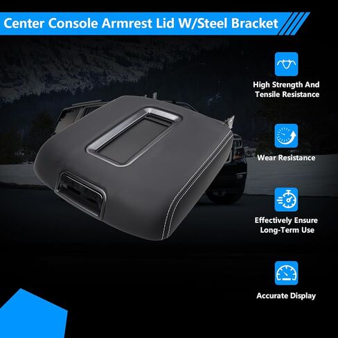 Center Console Armrest Lid W/Steel Bracket Compatible with 2015-2020 Chevy Tahoe,Suburban,GMC Yukon/Yukon XL for 2014-2018 Chevy Silverado/GMC Sierra 1500 2500 3500 Replace for 0227083AA in Kuwait