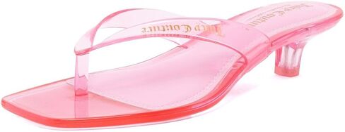 Juicy Couture Women’s Clear Strap Heeled Slide Sandals, Open Toe Fashion Dress Mule with Kitten Heel in Saudi Arabia