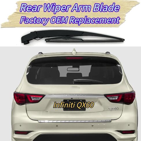 استبدال شفرة الممسحة الخلفية والذراع لسيارة Infiniti QX60 2014-2020 2019 2018 2017 2016 2015 - OEM مناسب لنماذج Base Hybrid Luxe Pure - مجموعة شفرات ممسحة الزجاج الأمامي الخلفية لجميع المواسم in Kuwait