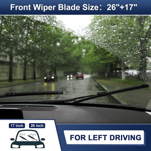 X AUTOHAUX 1 Pair 26"+17" Front Windshield Wiper Blade for Ford Focus 2 06-11 Replacement Set W/Upgraded Stability All Weather Side-Lock, Not J/U Hook in Saudi Arabia