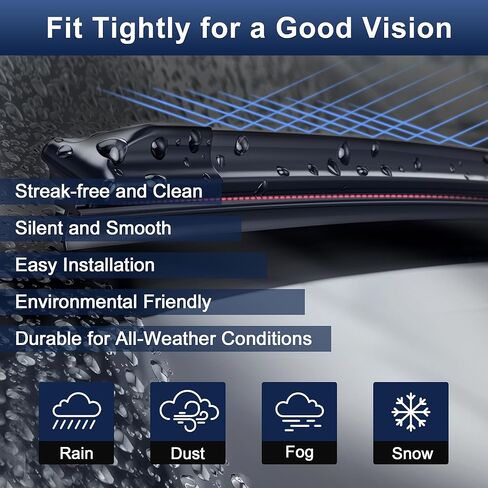 X AUTOHAUX 1 Pair 26"+17" Front Windshield Wiper Blade for Ford Focus 2 06-11 Replacement Set W/Upgraded Stability All Weather Side-Lock, Not J/U Hook in Saudi Arabia