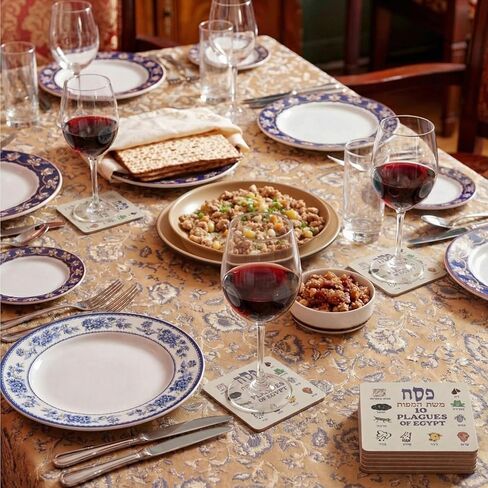 36 Sets Passover Drinks Coasters The Ten Plagues Coasters 4x4 Inch Paper Coaster Set for Seder Table Disposable Table Decor for Christian Gifts Passover Seder Decoration in Kuwait