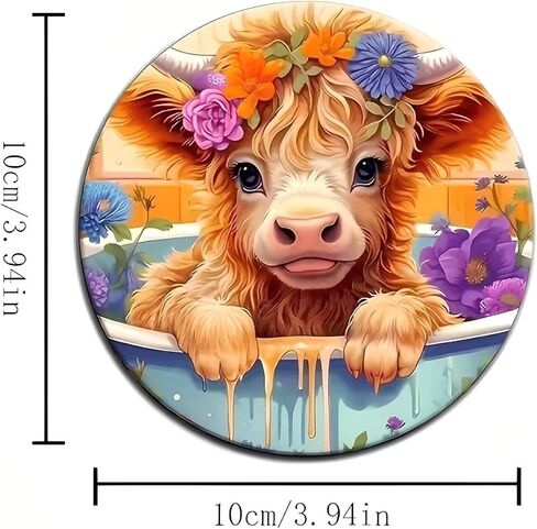 5 Pcs Highland Cow Cup Mat,Non-Slip Coaster Pads for Bar, Kitchen, Dining Room, Unique Housewarming Gifts for Home Decor（AB-070） in Saudi Arabia