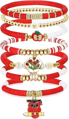 أساور المعلم japdnk للنساء، هدايا تقدير المعلم، أساور مطرزة للمعلمين، هدايا شكر للمعلمين، العودة إلى المدرسة في نهاية العام هدايا التخرج في عيد الميلاد in Kuwait