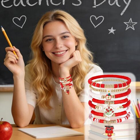 أساور المعلم japdnk للنساء، هدايا تقدير المعلم، أساور مطرزة للمعلمين، هدايا شكر للمعلمين، العودة إلى المدرسة في نهاية العام هدايا التخرج في عيد الميلاد in Kuwait