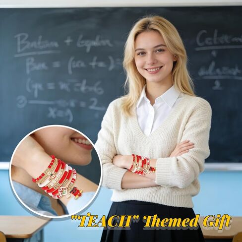 أساور المعلم japdnk للنساء، هدايا تقدير المعلم، أساور مطرزة للمعلمين، هدايا شكر للمعلمين، العودة إلى المدرسة في نهاية العام هدايا التخرج في عيد الميلاد in Kuwait