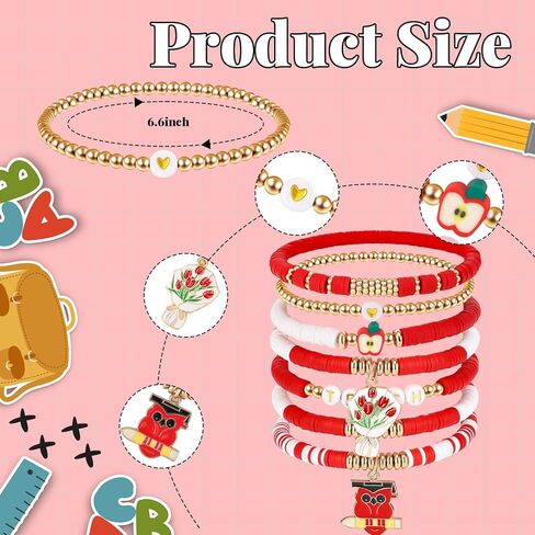 أساور المعلم japdnk للنساء، هدايا تقدير المعلم، أساور مطرزة للمعلمين، هدايا شكر للمعلمين، العودة إلى المدرسة في نهاية العام هدايا التخرج في عيد الميلاد in Kuwait