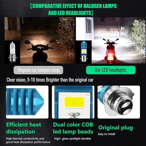 2 قطعة 9-48 فولت ATV LED لمبات بيضاء، 1800LM Hi-Lo Beam 4COBs H6M P15D LED لمبات للدراجات النارية أو Y amaha، ATVS Y FM350 450 400 660 700 Raptor. in Kuwait