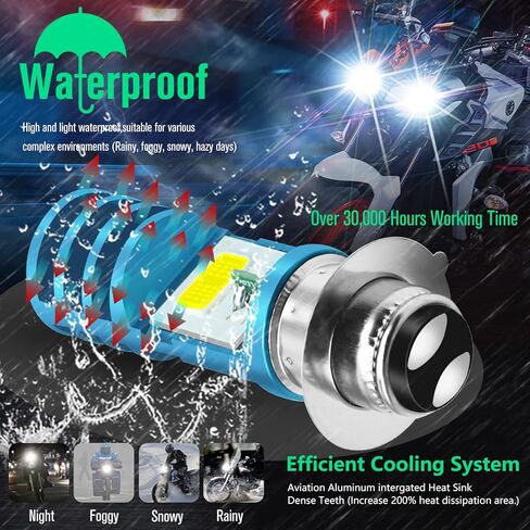 2 قطعة 9-48 فولت ATV LED لمبات بيضاء، 1800LM Hi-Lo Beam 4COBs H6M P15D LED لمبات للدراجات النارية أو Y amaha، ATVS Y FM350 450 400 660 700 Raptor. in Kuwait