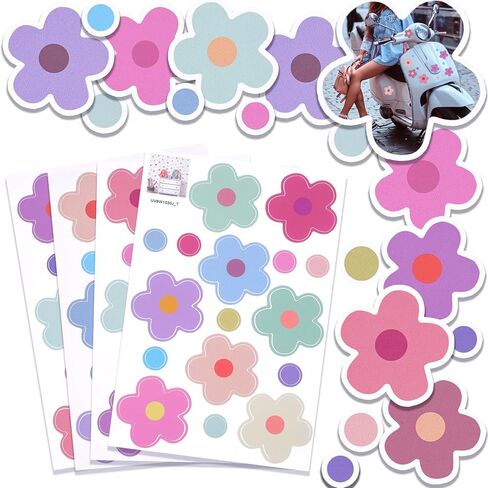 70 قطعة من ملصقات الدراجة على شكل زهور، ملصقات سيارة على شكل زهرة مقاومة للماء، ملصق ذاتي اللصق للدراجة النارية وخوذة الحافلة والسكوتر ملصقات فينيل لمخطط نافذة الدراجة الإلكترونية وتزيين أمتعة الكمبيوتر المحمول in Kuwait