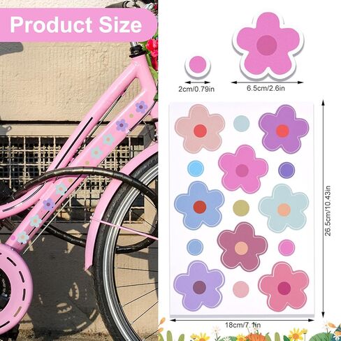 70 قطعة من ملصقات الدراجة على شكل زهور، ملصقات سيارة على شكل زهرة مقاومة للماء، ملصق ذاتي اللصق للدراجة النارية وخوذة الحافلة والسكوتر ملصقات فينيل لمخطط نافذة الدراجة الإلكترونية وتزيين أمتعة الكمبيوتر المحمول in Kuwait