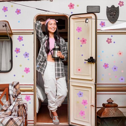 70 قطعة من ملصقات الدراجة على شكل زهور، ملصقات سيارة على شكل زهرة مقاومة للماء، ملصق ذاتي اللصق للدراجة النارية وخوذة الحافلة والسكوتر ملصقات فينيل لمخطط نافذة الدراجة الإلكترونية وتزيين أمتعة الكمبيوتر المحمول in Kuwait