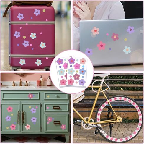 70 قطعة من ملصقات الدراجة على شكل زهور، ملصقات سيارة على شكل زهرة مقاومة للماء، ملصق ذاتي اللصق للدراجة النارية وخوذة الحافلة والسكوتر ملصقات فينيل لمخطط نافذة الدراجة الإلكترونية وتزيين أمتعة الكمبيوتر المحمول in Kuwait