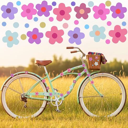 70 قطعة من ملصقات الدراجة على شكل زهور، ملصقات سيارة على شكل زهرة مقاومة للماء، ملصق ذاتي اللصق للدراجة النارية وخوذة الحافلة والسكوتر ملصقات فينيل لمخطط نافذة الدراجة الإلكترونية وتزيين أمتعة الكمبيوتر المحمول in Kuwait