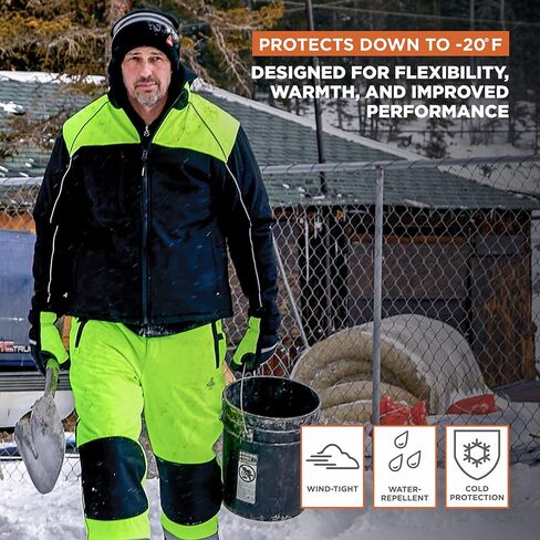 RefrigiWear Black/Lime Hivis Insulated Work Jacket for Men, -20°F (-29°C), Large in Saudi Arabia