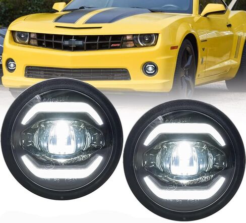 مصابيح الضباب Camaro LED DRL لعام 2010 2011 2012 2013 Chevy Camaro White LED النهار الجري الإضاءة للسائق الأمامي جانب الركاب القيادة مصابيح بقعة الضباب مجموعة الضوء عدسة مدخنة OEM # GM2590104 GM2592297C in Saudi Arabia