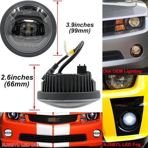 مصابيح الضباب Camaro LED DRL لعام 2010 2011 2012 2013 Chevy Camaro White LED النهار الجري الإضاءة للسائق الأمامي جانب الركاب القيادة مصابيح بقعة الضباب مجموعة الضوء عدسة مدخنة OEM # GM2590104 GM2592297C in Saudi Arabia