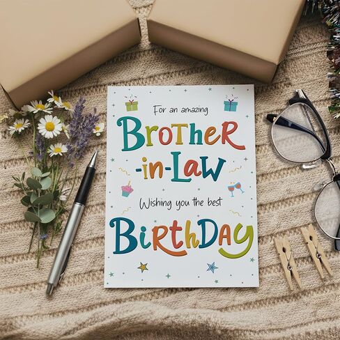 Birthday Card for Brother-in-Law – Colourful A5 Greeting Card with Printed Verse – Premium UK Made Design in Kuwait